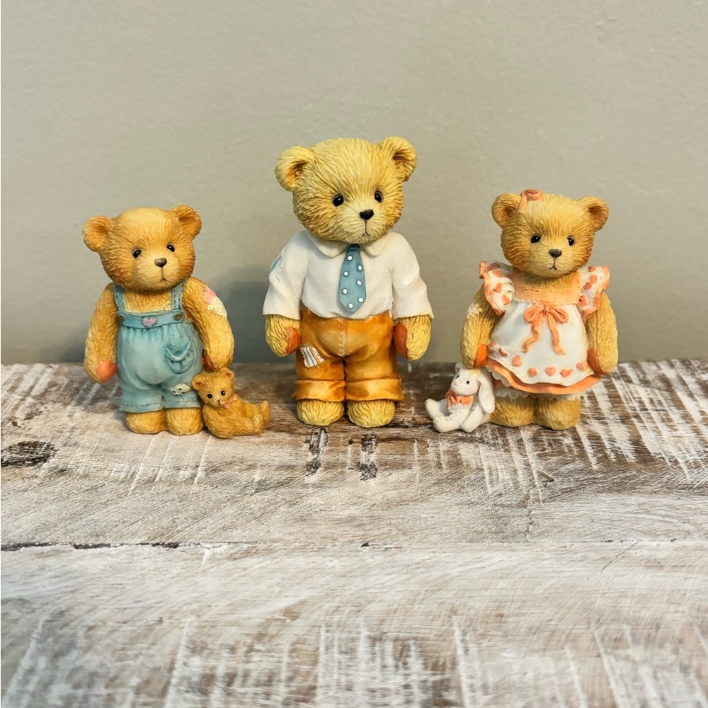 Cherished Teddies Trio with Blue and Orange Outfits